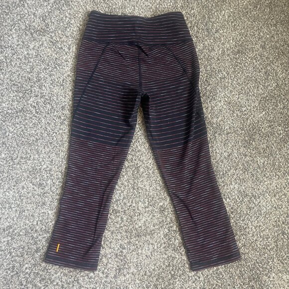 Lucy Powermax Mid-Rise Striped Space Dye Ombre Capri Legging, Size Small - Picture 3 of 10